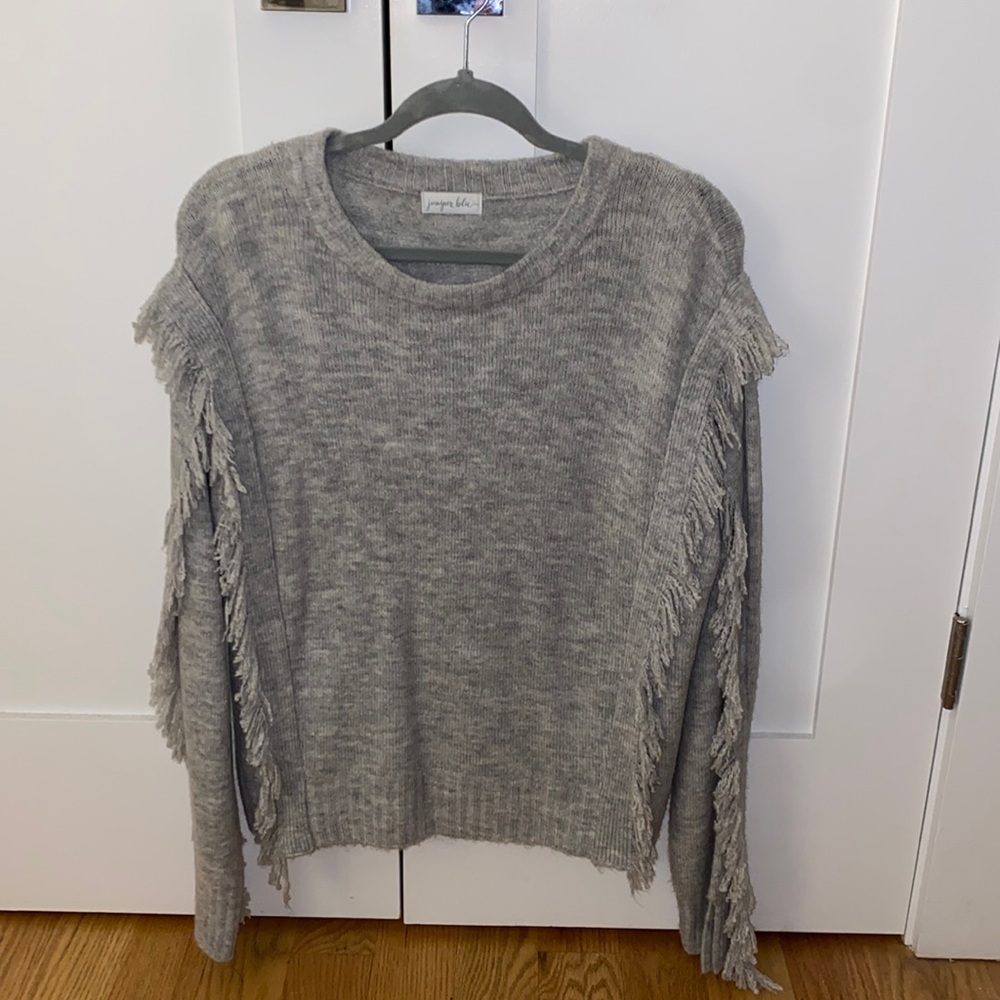 Juniper Blu Gray Fringed Sweater- ONLY WORN ONCE!